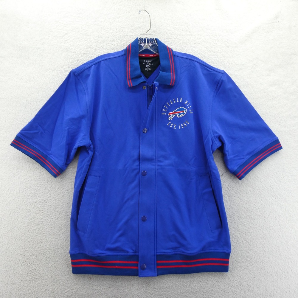 Tommy Hilfiger Jacket‎ Womens Medium Buffalo Bills Blue Embroidered Short Sleeve